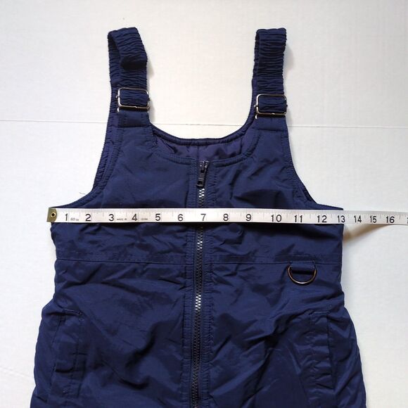 Lands End Snow Ski Pants Kids Size 5 Navy Blue Bibs Overalls Pockets 100% Nylon - Picture 9 of 11